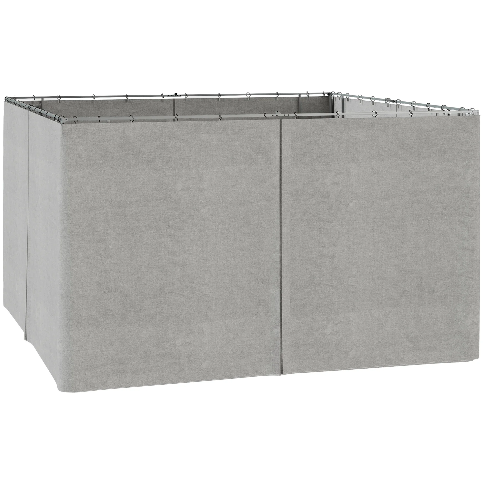4 Paneles Laterales para Cenador de 3,5x2 m con 48 Ganchos y Anillos en C para Pérgola Gazebo, Color Gris Claro