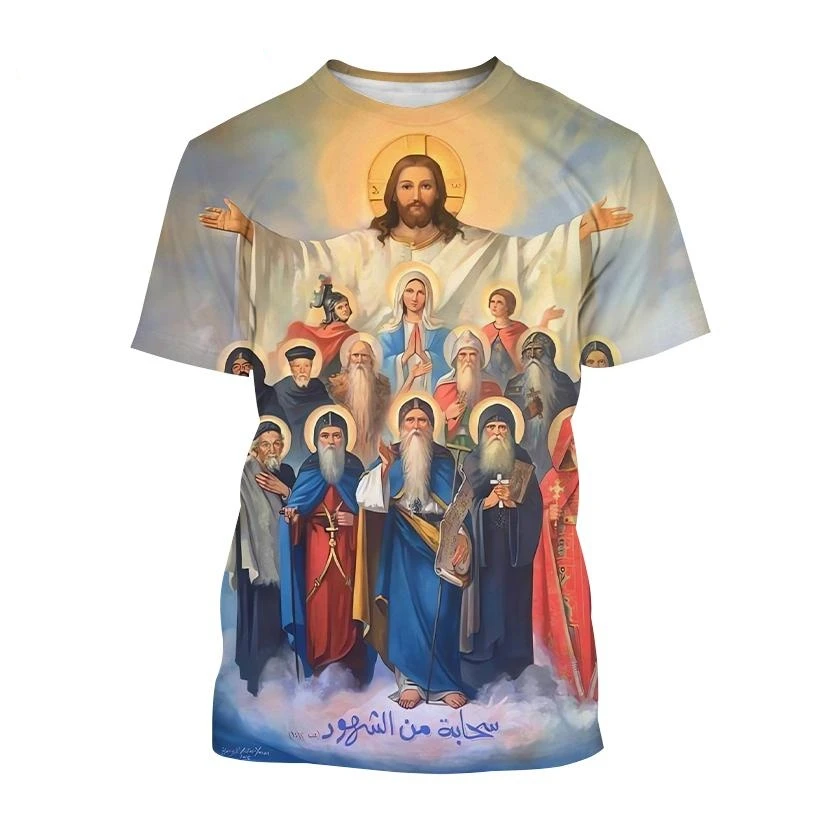 Hot Sale Christian Mother of God Virgin Mary 3D Print T-Shirt Jesus Cross God Cross Jesus Loves All Christian Unisex Casual Top