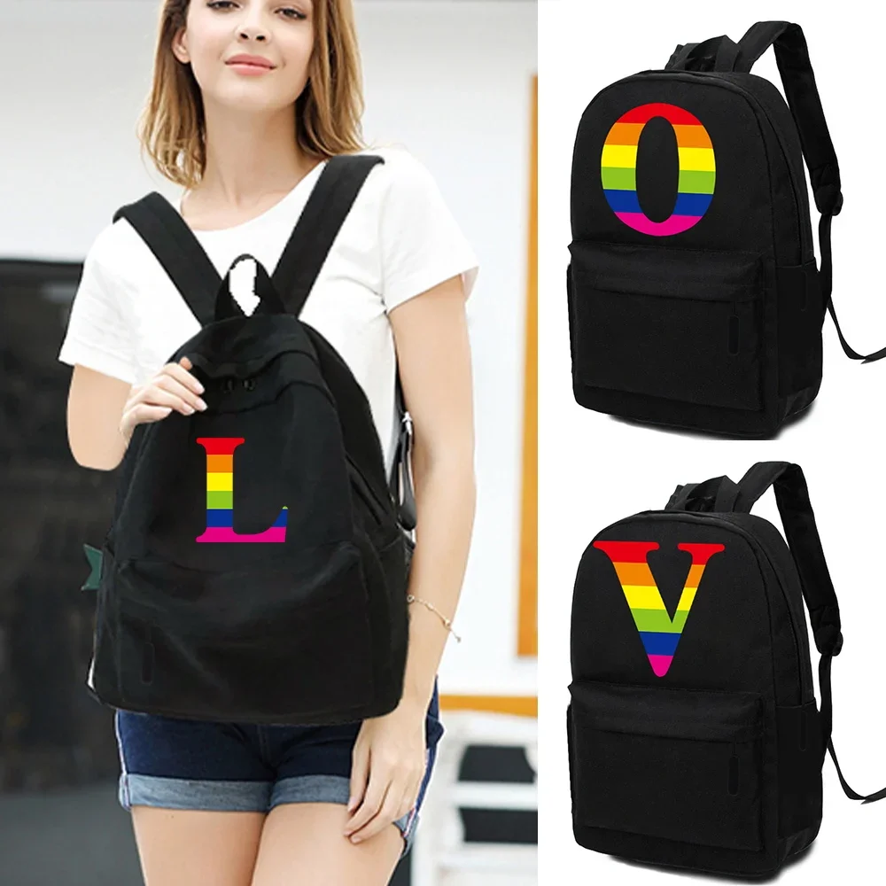 

Women Backpack Outdoor Sport School Bag Casual Hiking Backpacks New Rainbow Print Large Capacity Travel Laptop Shoulder Rucksack