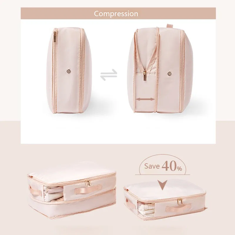 1pcs Compression Packing Cubes Transparent Window Downjacket Quilt Storage Bag Packing Cubes For Travel Suitcase Organizer