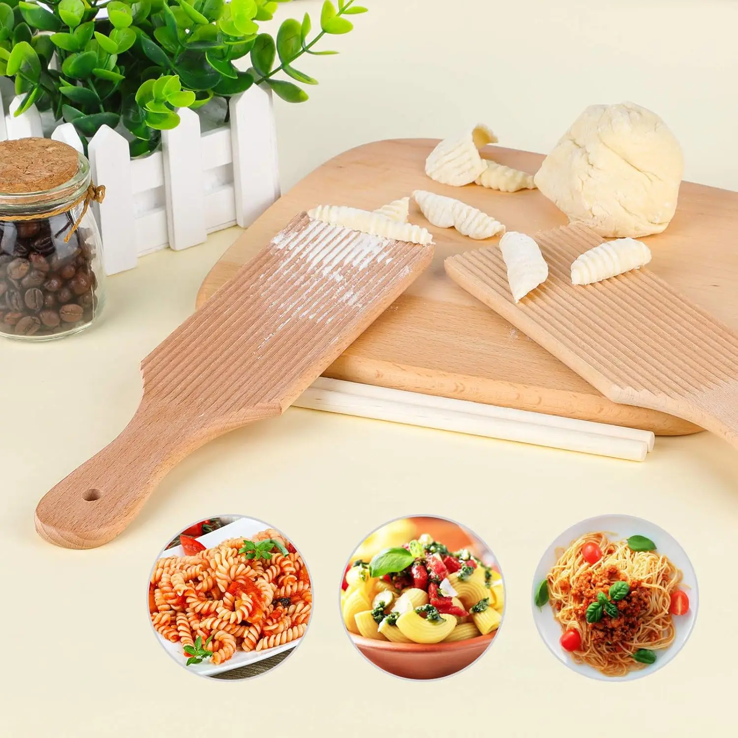 Gnocchi Paddle Wooden Butter Paddles Wood Gnocchi Pasta Board Stripper with Garganelli Stick Natural Wooden for Pasta and Butter