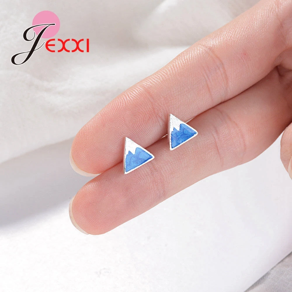 Triangular Snow Mountain Shape Trendy Popular Stud Earrings 925 Sterling Silver For Women Perfect Jewelry Wholesale