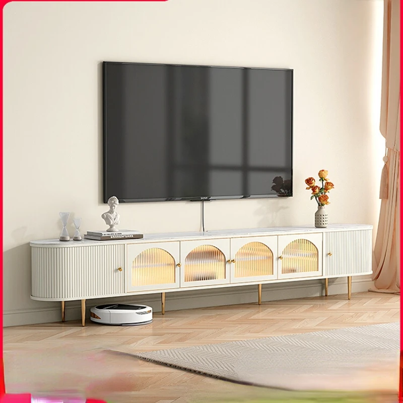 Cream wind rock TV cabinet storage locker living room TV cabinet 2 meters