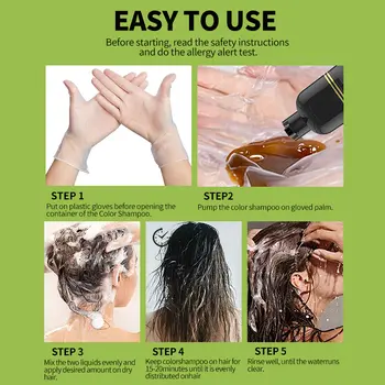 500ml Šampon na barvení vlasů 3v1 Ztmavující vlasy Okamžitě od šedivých až po černé Přírodní kondicionér Barva na vlasy Černý šampon Barvicí krycí šedý 12 nejlepší prodej šampon na vlasy v kině - №4
