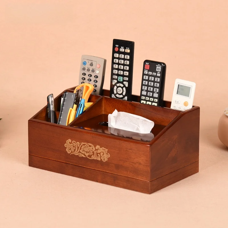 

Multifunctional Wooden Tissue Box Living Room Creative Simple Remote Control Storage Box Coffee Table Home Use Organizer