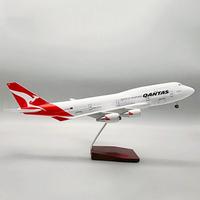 47cm Qantas Airline B747 Resin Aircraft Model 1:150 Scale Die-Casting Airplane With Lights Wheels Base Home Decor Display Gifts
