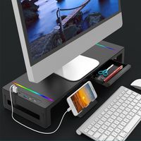 RGB Lights Monitor Stand Riser with USB USB 3.0 & 2.0 Hub Foldable Computer Display Stand Phone Holder Ergonomic Laptop Holder