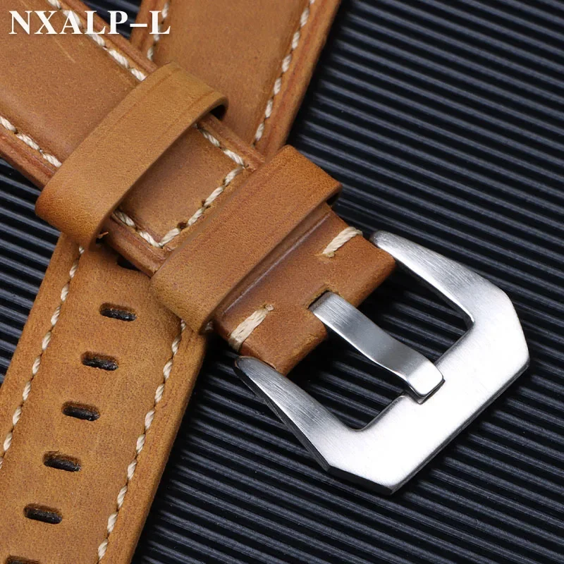 여성을위한 정품 가죽 시계 밴드 팔찌 블랙 블루 브라운 빈티지 매트 시계 스트랩 남성 20mm 22mm 24mm 26mm 손목 밴드