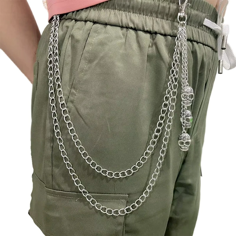 Hip Hop Punk Skull Decorative Metal Waist Chain Punk Personality Vintage Trouser Chain For Women Pants Jewelry Accessories