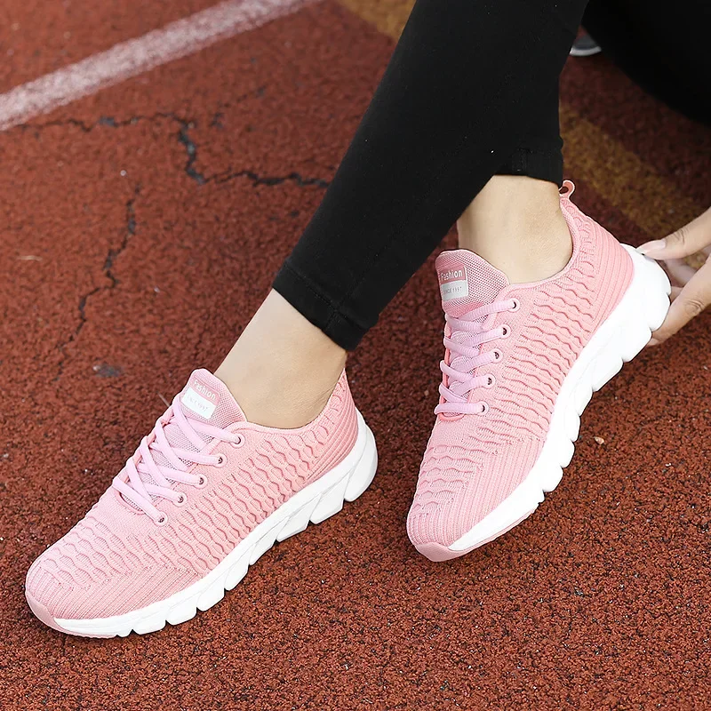 New Women Shoes Flats Fashion Casual Ladies Shoes Woman Lace-Up Mesh Breathable Female Sneakers Zapatillas Mujer