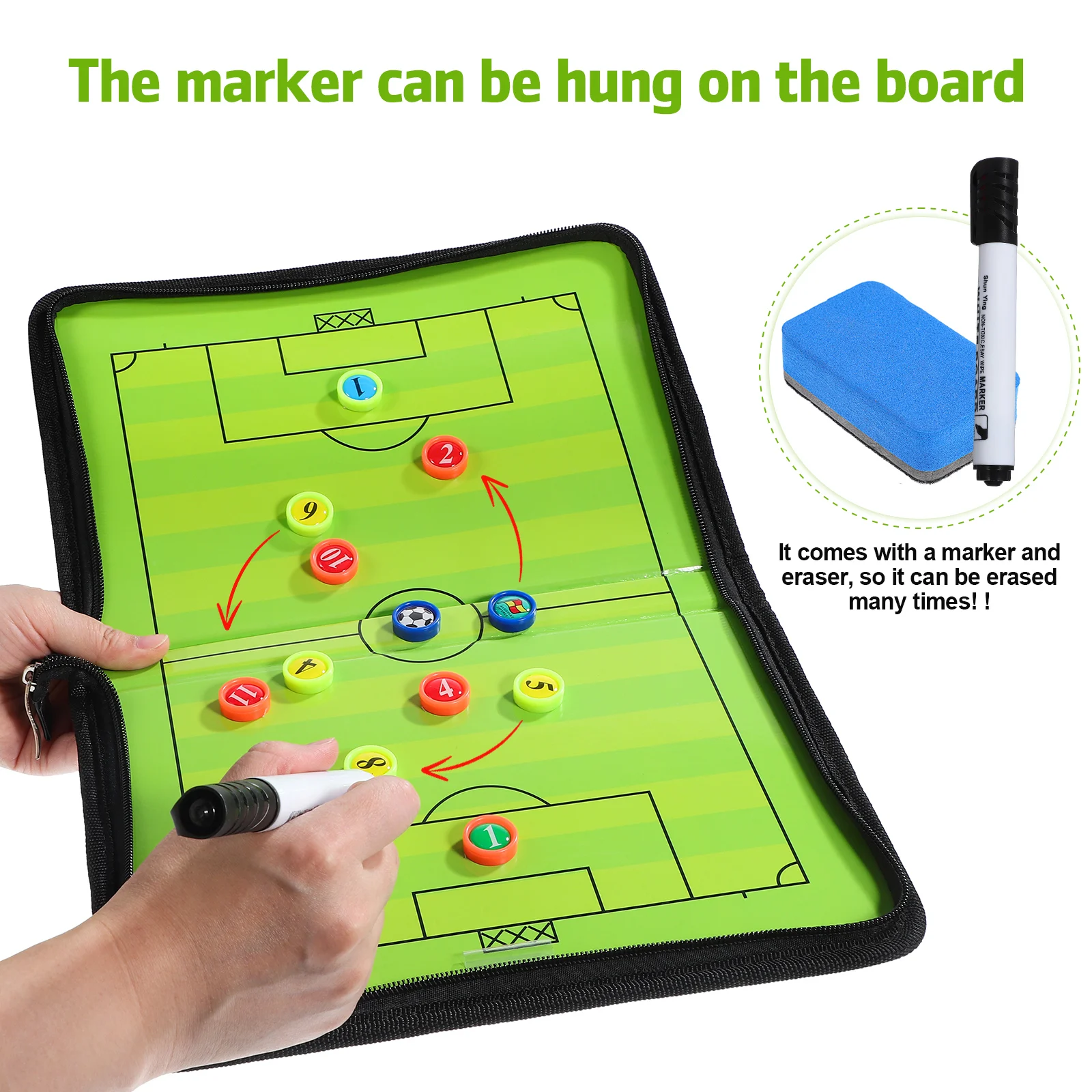 

Magnetic Football Tactic Board Soccer Training Match PVC Foldable Football Strategy Board Clipboard Football Tactics Board