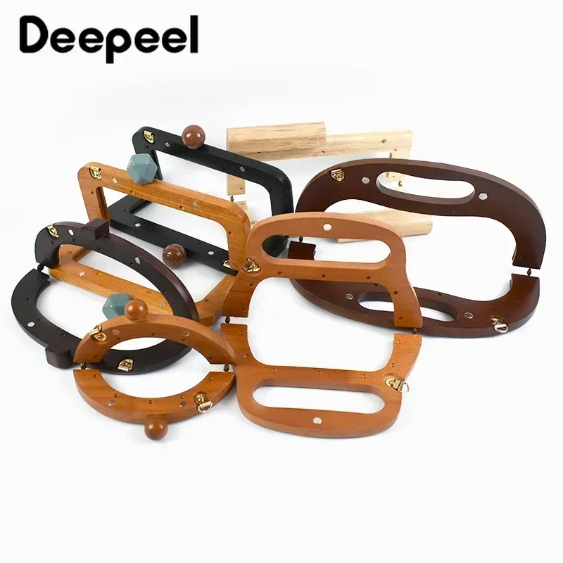 1Pc Deepeel Bag manico in legno borse chiusura chiusura a bacio cornici per borse fibbie di bloccaggio maniglie borsa fai da te staffe per cucire accessori