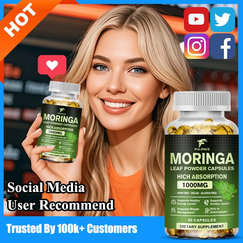 

Organic Moringa Leaf Powder Capsules, High Absorption for Detox, Digestive Health & Nutrient Boost, Boosts Skin Glow