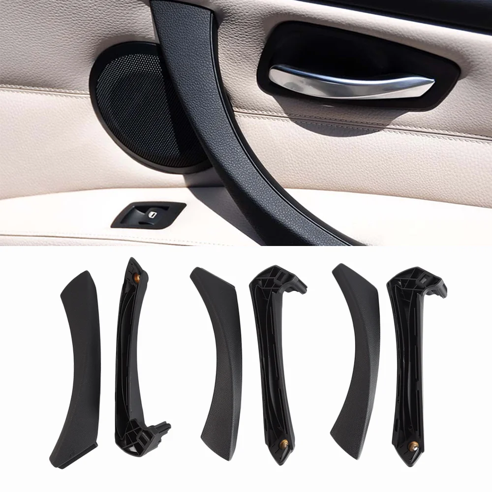 6 Pcs Set Interior Door Handles with Cover Trim Gray Beige Black for BMW 3 Series E90 E91 E92 316 318 320 325 328i  330 335