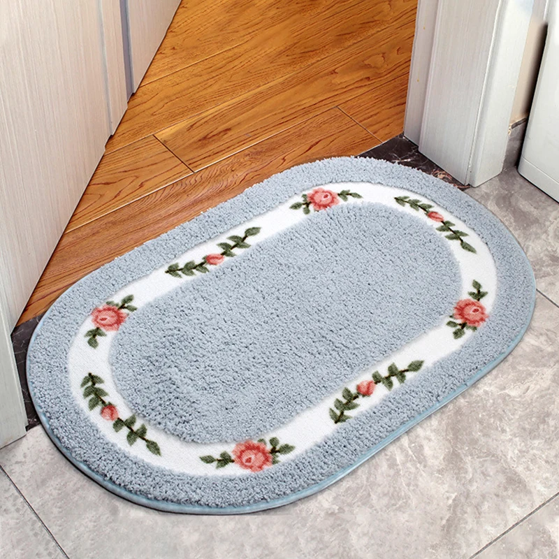 

Pastoral Style Floor Mat Non-slip Microfiber Bathroom Rug Home Entrance Door Mat Doormat Bedside Rug Soft Bath Carpet