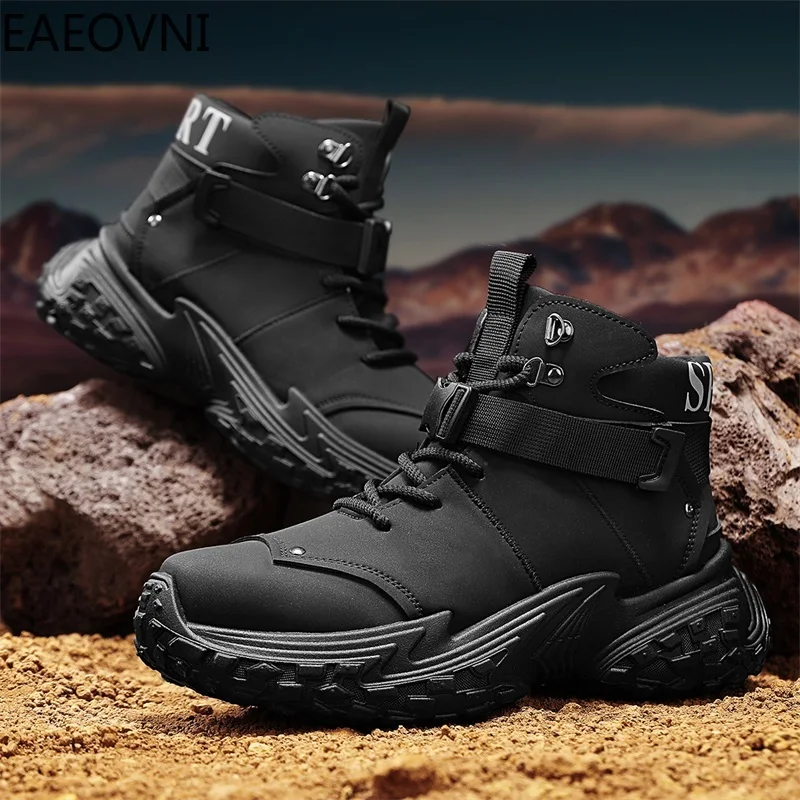 High Tops Tooling Boots Thick Bottom Men's Boot Four Seasons Trendy All-match Anti-wear Personality Designed Young New Arrival