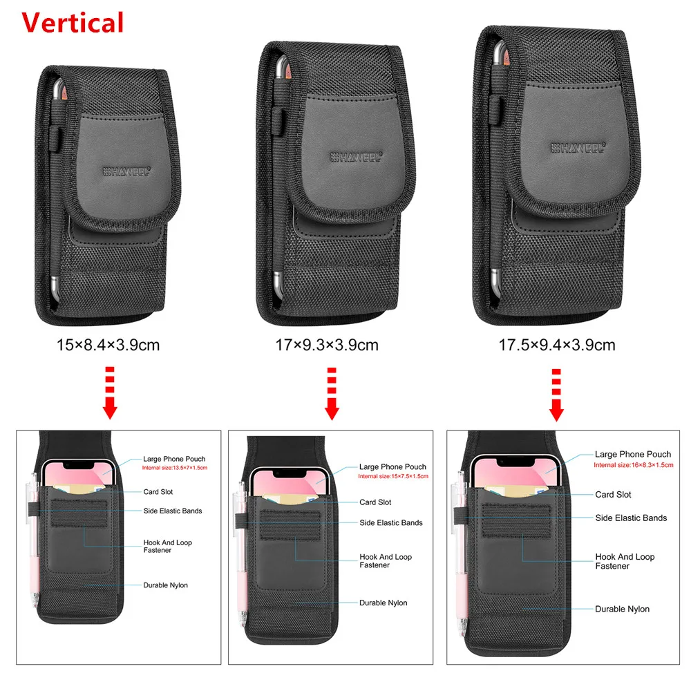 4,7-6,8 Zoll Telefon Nylon Tasche Multifunktions Handy Gürtel Clip Tragen Holster Fall Taille Tasche Für iPhone, Samsung, Smartphones – Detail 12