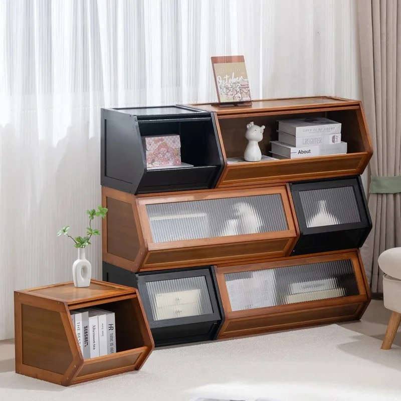Stackable Bamboo Storage Box with Lid Drawer Organizer for Bedroom Nightstand Closet Home