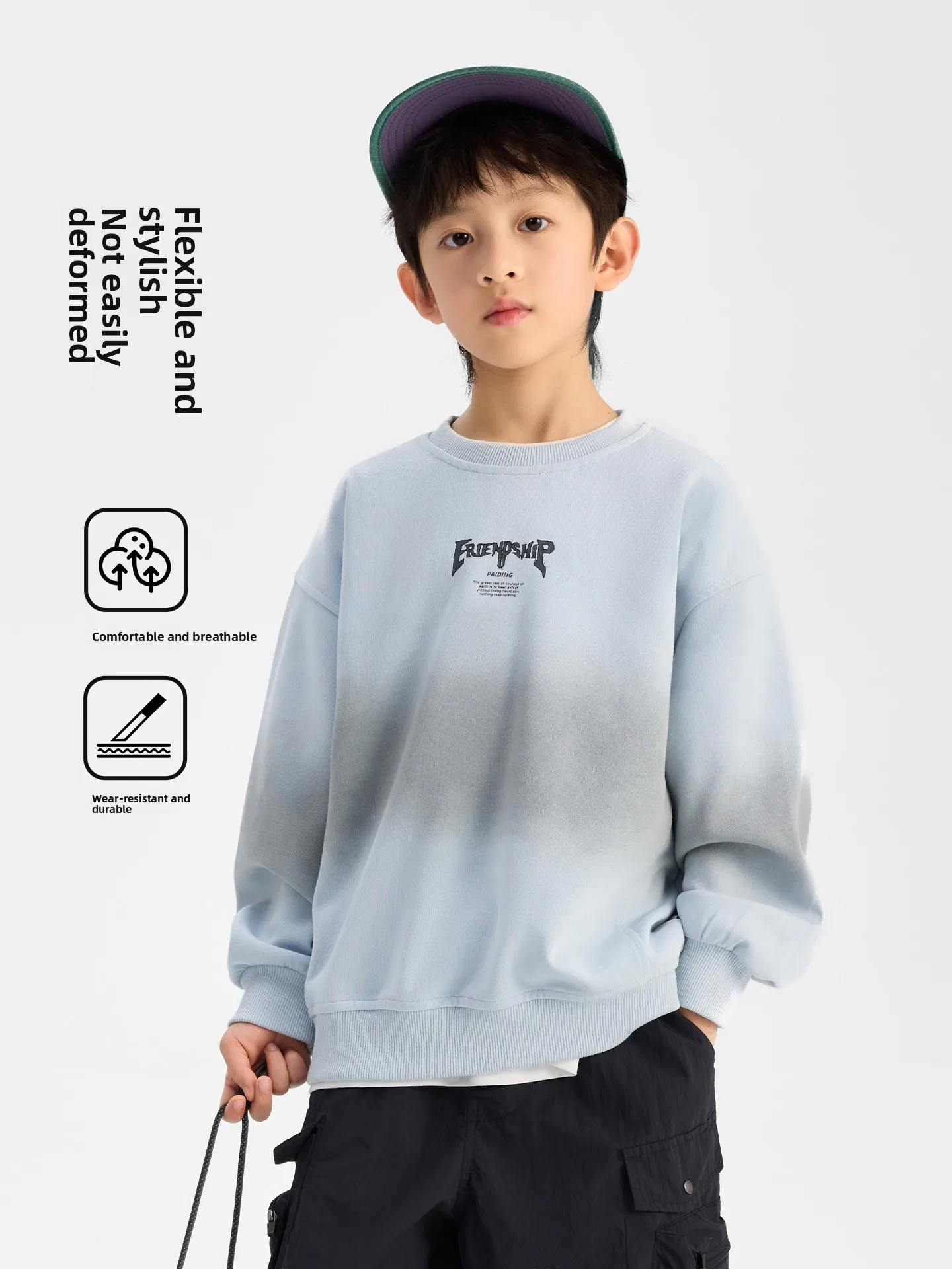 Gradient Long Sleeve Hoodie for Boys Autumn New Arrival Kids Fashion Letter Print Oversized Sweatshirt Children Clothing
