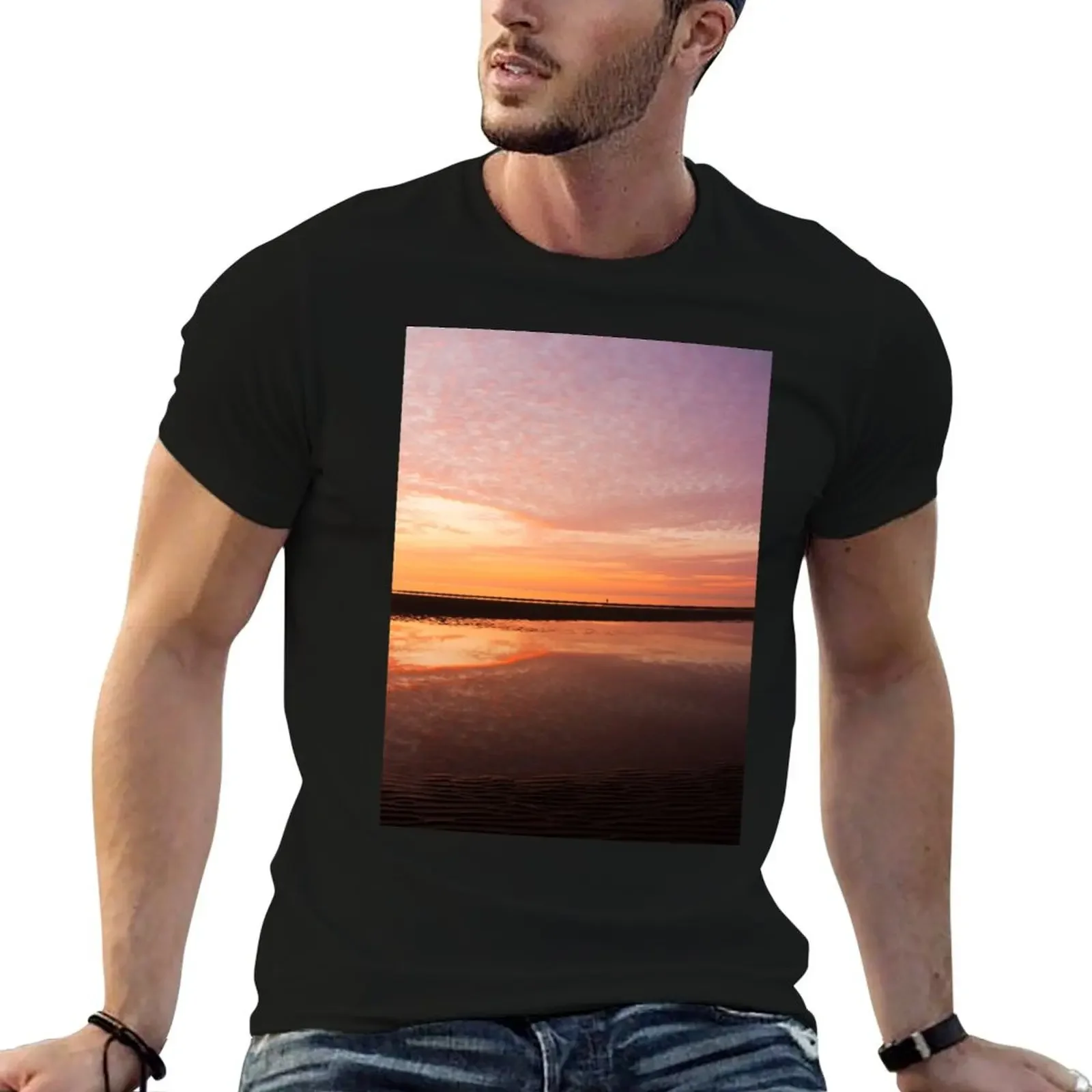 Aberconwy Sunset - Aberconwy Sands - Wales T-shirt magliette grafiche abbigliamento felpato da uomo