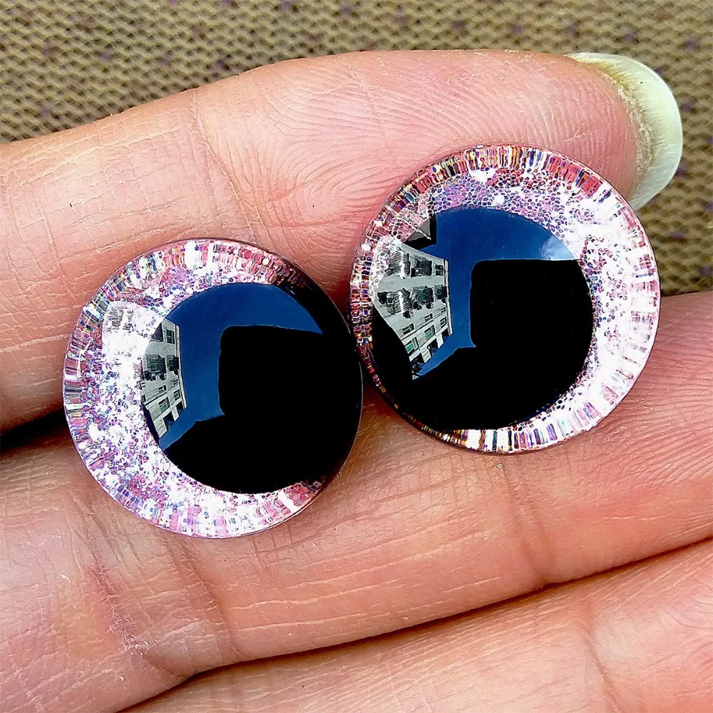 Ojos de juguete con purpurina 3D de dibujos animados, Ojos de muñeca divertidos con arandela para artesanía de felpa, 12mm, 14mm, 16mm, 18mm, 20mm,
