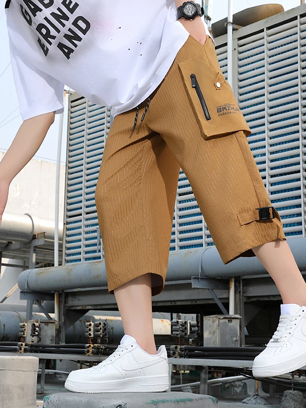 

Summer Thin Workwear Men's Loose Casual Straight Leg orts Faionable Qui Dry Sports Harlan Pants Seven-Foot Length