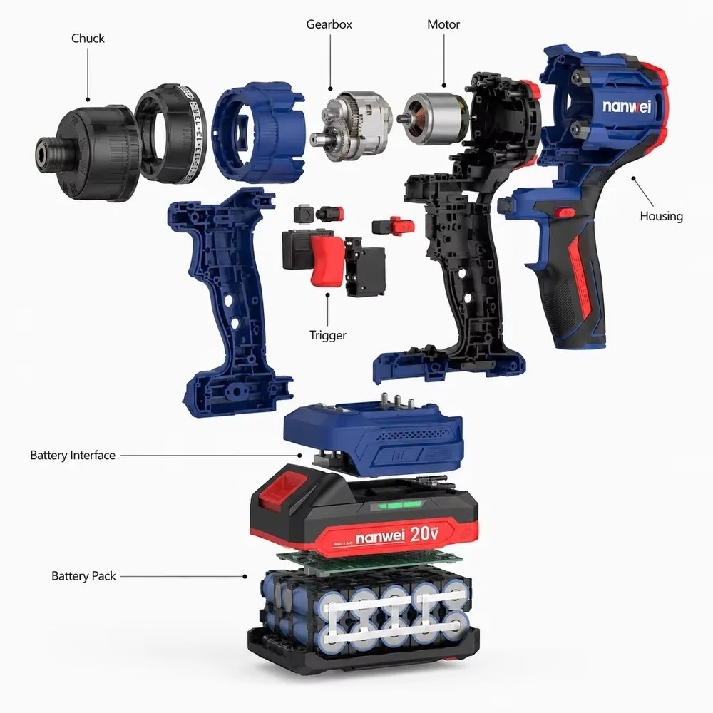 Cordless Electric Screwdriver 1600RPM Lightweight Ergonomic Li-ion Impact Driver for Tight-Space Assembly Equipment