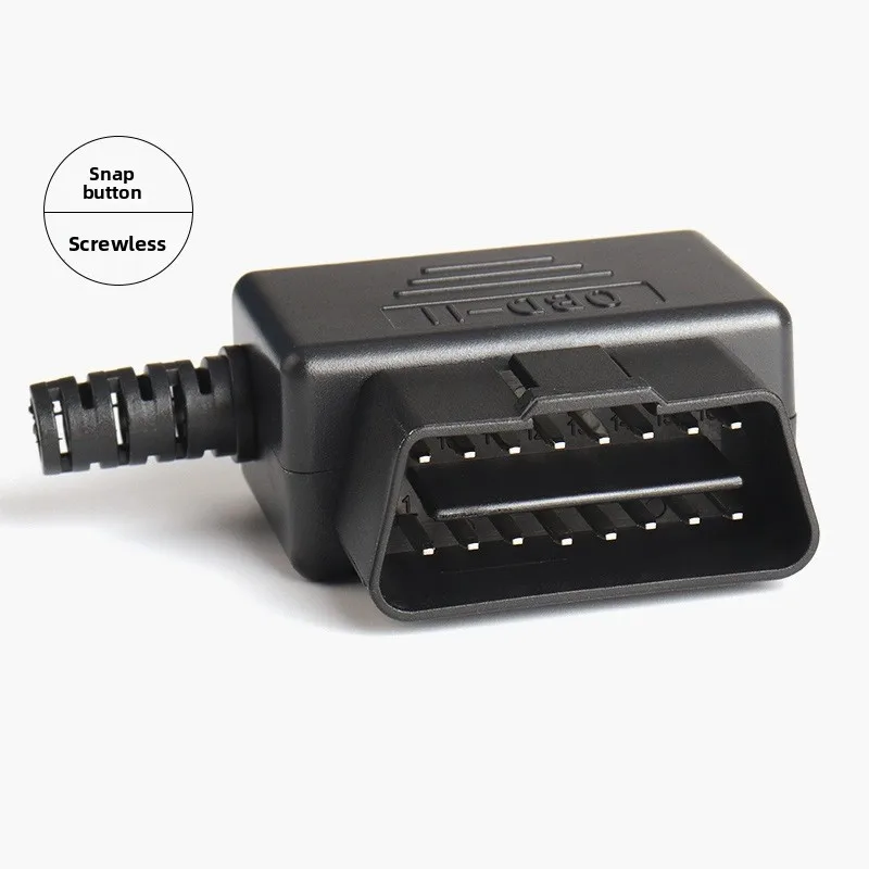 Car OBD2 16-pin female connector, concealed snap-fit housing, OBD plug + housing + SR without screws