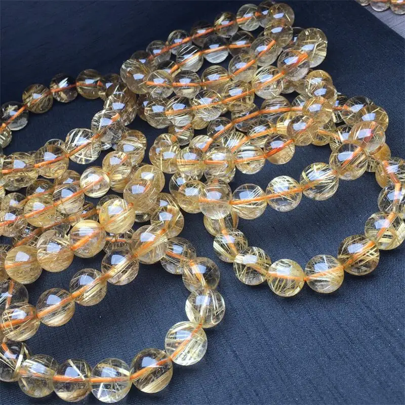 12MM Natural Gold Rutilated Quartz Bracelet For Women Men Love Gift Crystal Beads Strands Jewelry Gift 1PCS