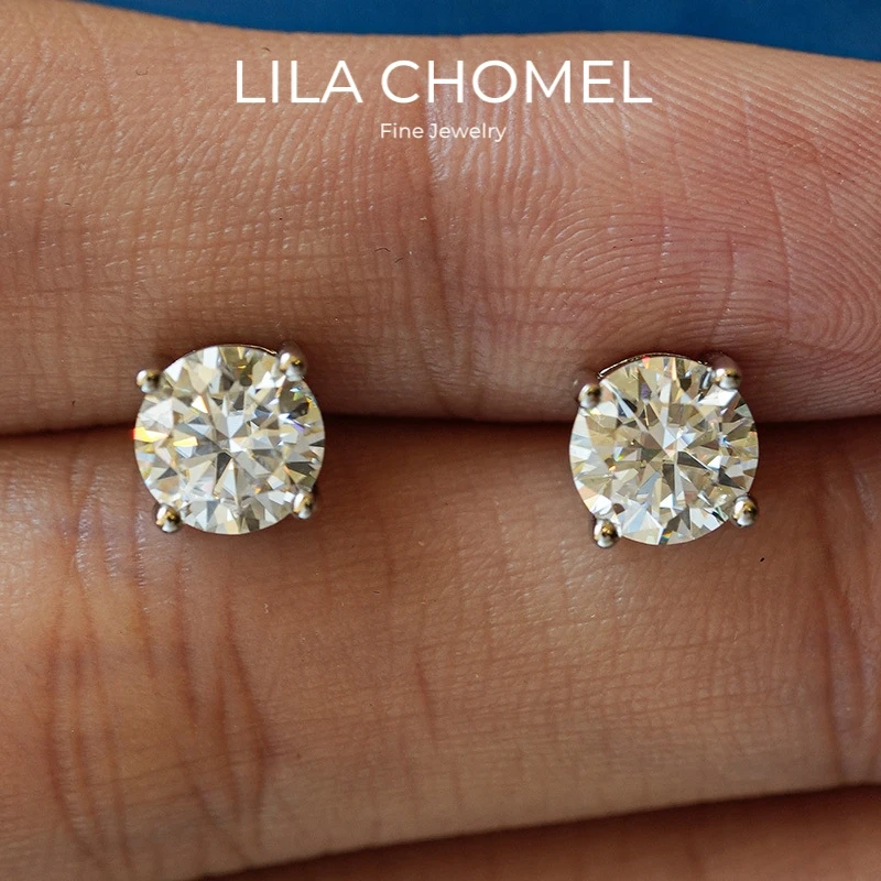 

Женские обручальные серьги из белого золота 18 карат, свадебные серьги 0,5/1/2 карата с муассанитом и бриллиантами для девочек на День святого Валентина PT950, платиновый подарок на день рождения