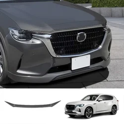 For Mazda CX-60 CX60 CX 60 2022 2023 2024 ABS carbonfiber Front Hood mesh Grille Bonnet Lip Molding Cover Trim Garnish Styling