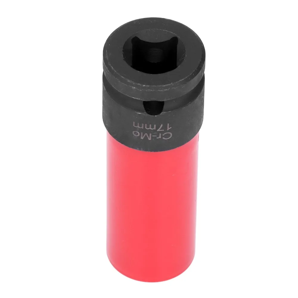 Red & Black Wheel Lug Nut Sleeve 17mm Size 1/2 Inch Drive Anti Theft Anti-Scratch Protective Sleeve Flower Design