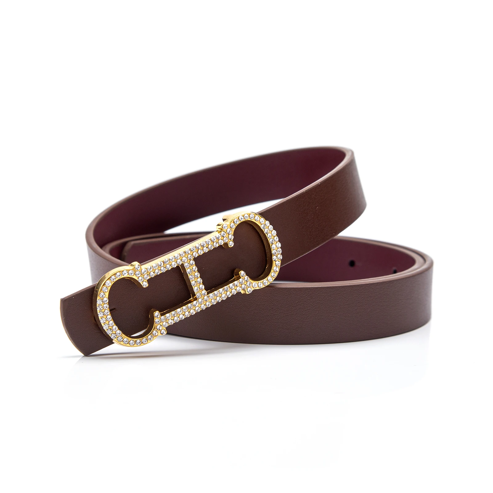 Women's Belt Classic Fashion Diamond Design Metal Buckle Belt Commuting Elegant Versatile Genuine Leather Ladies Waist Belt