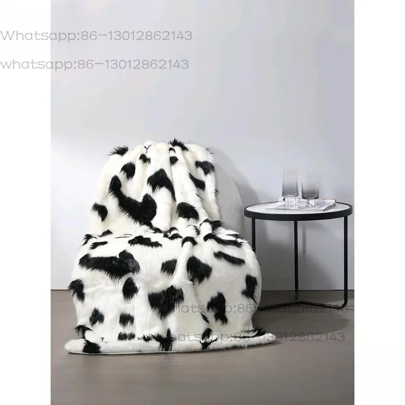 Black and White Striped Fur Towel Bedside Blanket
