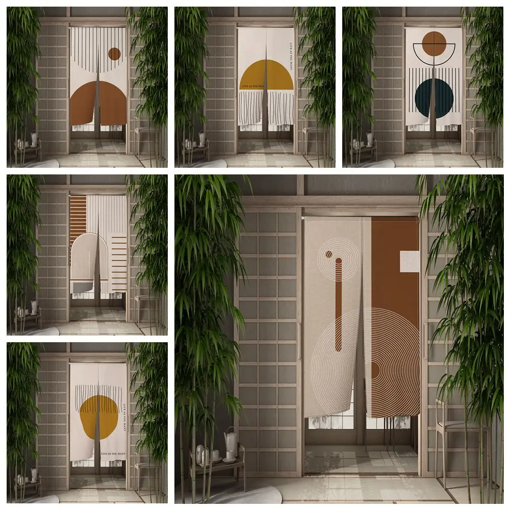 

Noren Japanese Doorway Curtain Boho Minimalist Geometric Pattern Bedroom Privacy Partition Kitchen Entrance Long Door Curtain