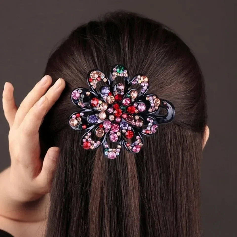 

Female Fashion Rhinestone Hair Clip Three Tooth Clip Women Girls Fench Style Hair Accessories Duck Billed Hairpins New Headwear