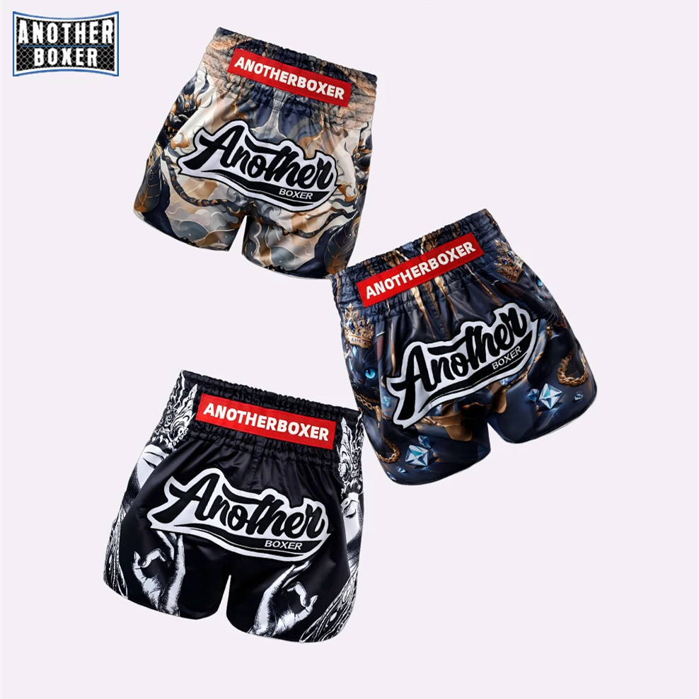 شورت الملاكمة التايلاندية، طباعة النمر كيك بوكسينغ MMA Highwaist للجنسين Ttunks للرجال والنساء قماش المنافسة التدريبية