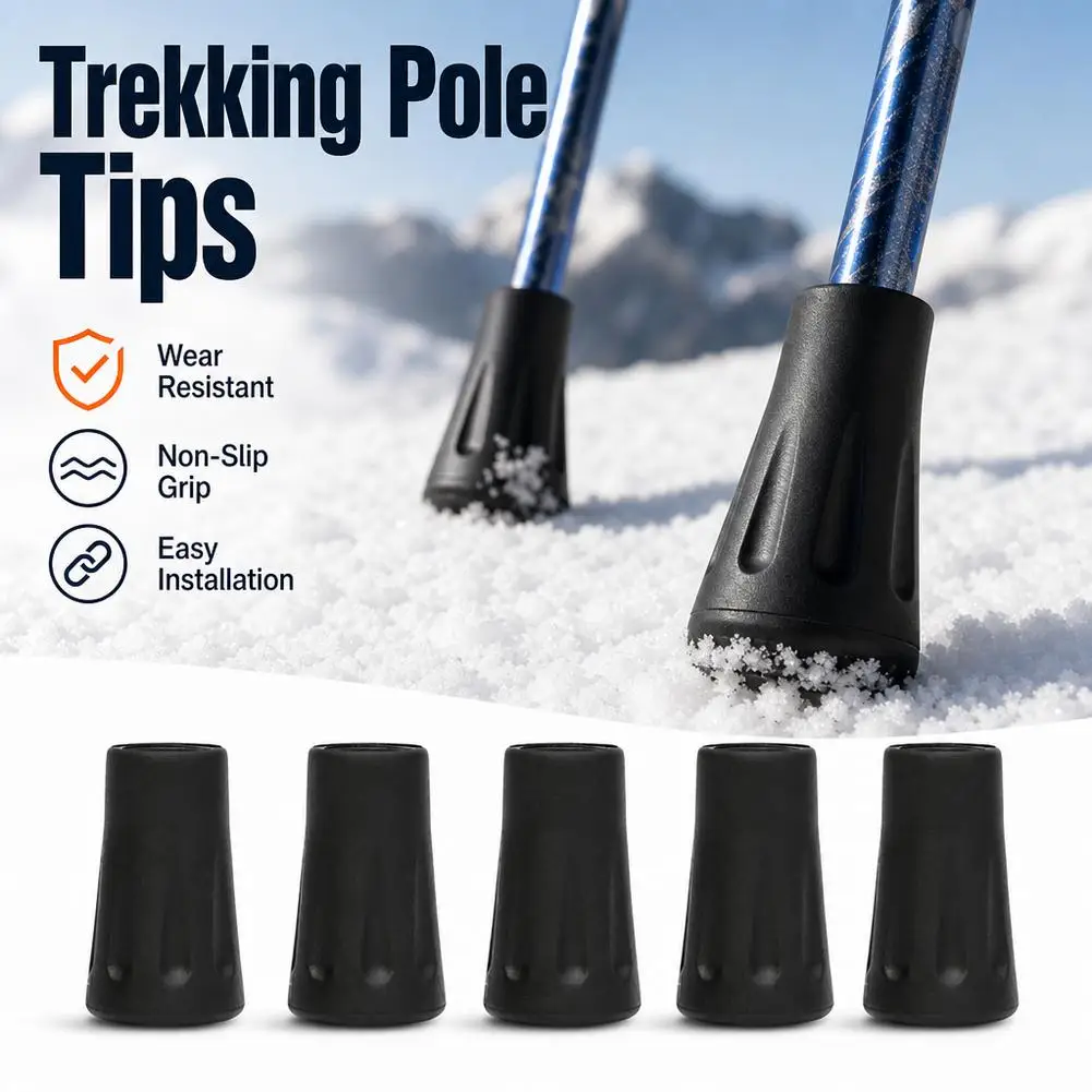 5/10Pcs Ski Pole Non-Slip Rubber Tips Trekking Pole Tip Protector Feet Replacement Caps for Outdoor Hiking Walking Sticks