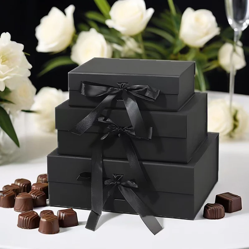 23cm Luxury Ribbon Gift Box Set Pink Black White 3 Colors Available Gift Box Lafite Grass Greeting Card Souvenir Package Set ZYF