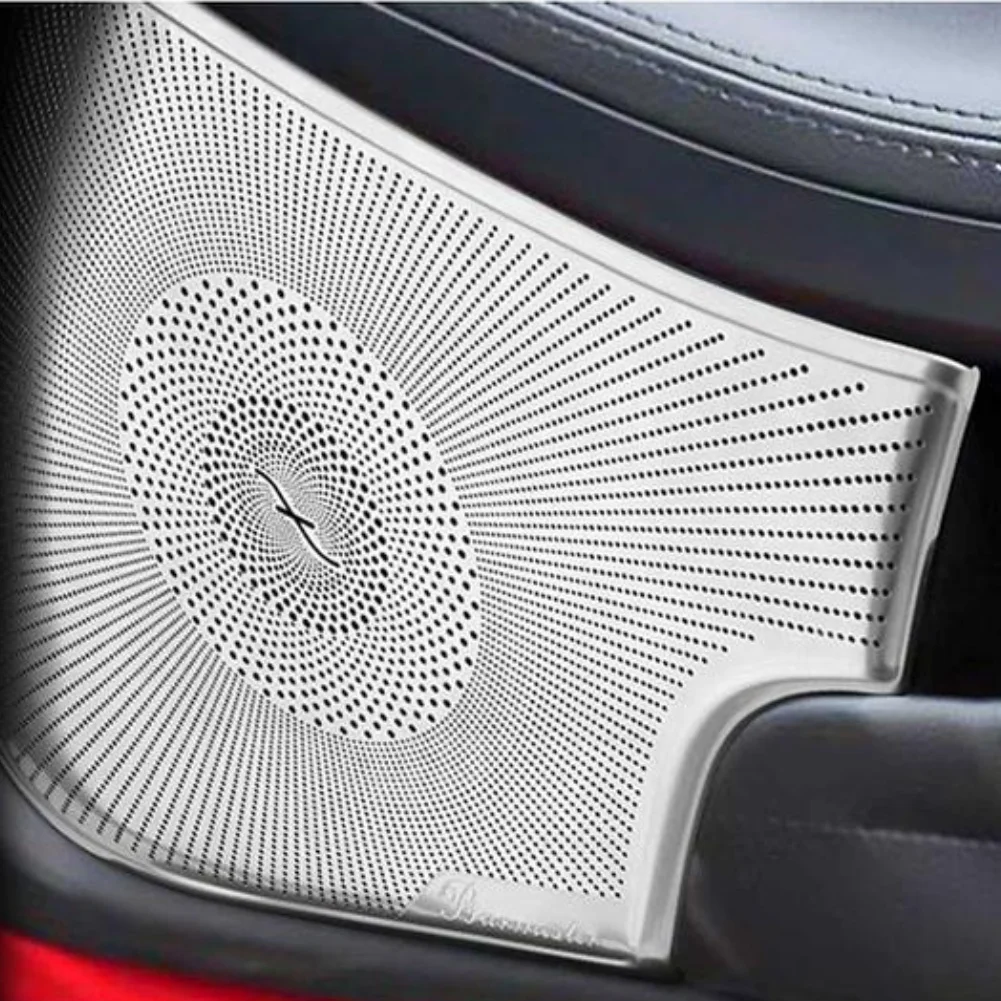 Car Gate Door Loudspeaker Pad Audio Speaker Cover Trim Frame Sticker Stainless Steel For Mercedes For SLK200 300 350 2011-2012