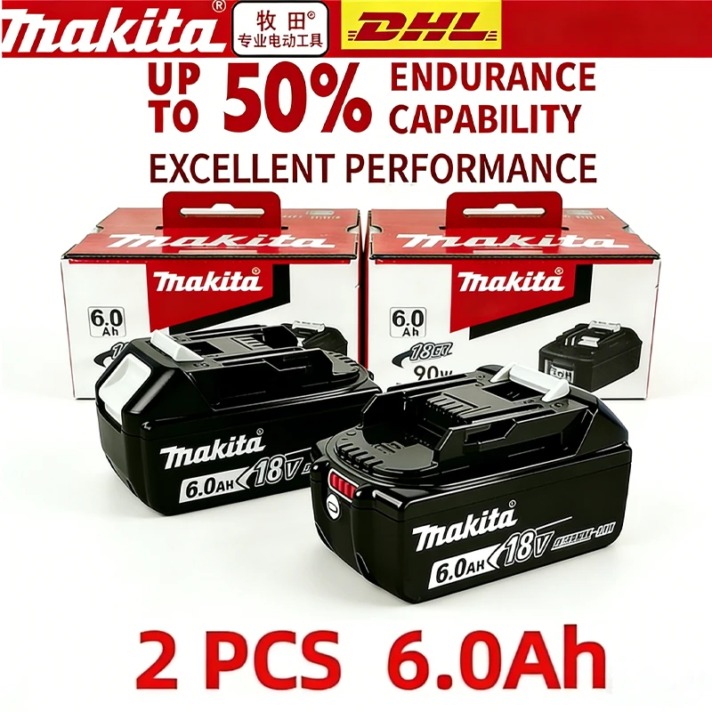 

6.0Ah Genuine Makita 18V LXT 6.0Ah Li-ion Rechargeable Battery, Replacement for BL1840 BL1850 BL1860 Power Tool Battery