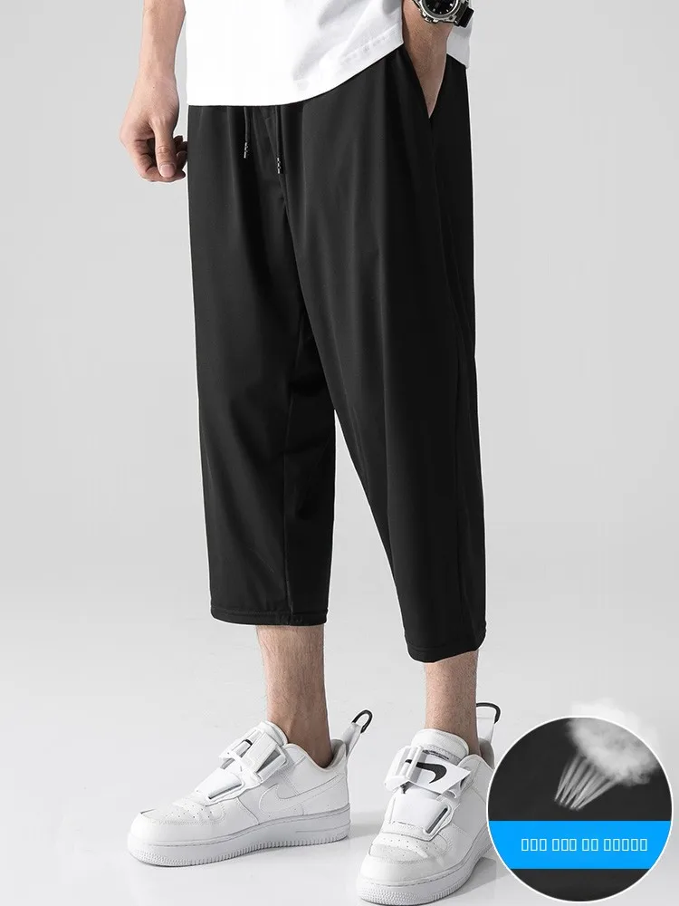 

Summer Casual Ice Silk Qui Dry Men's Large Size Comfortable Seven-Foot Pants Faionable Loose Fit Knee-Length orts