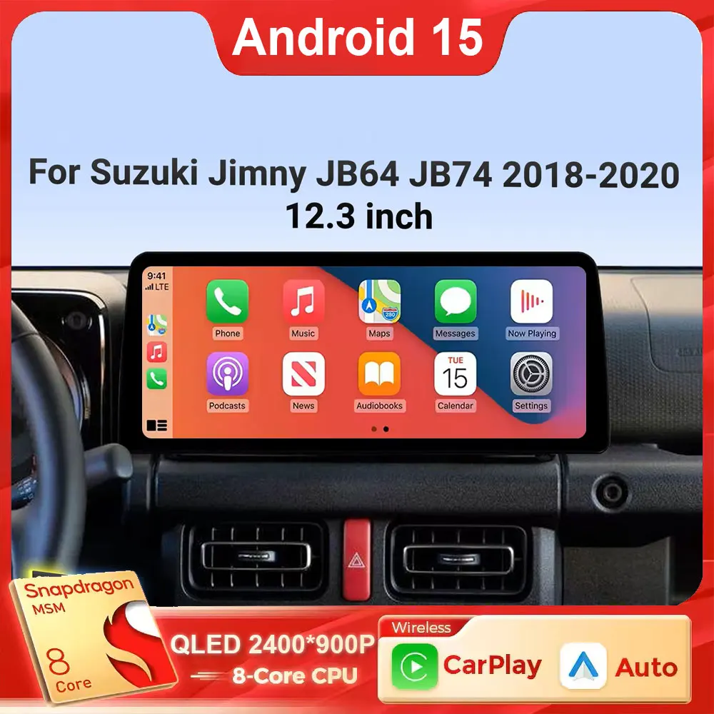 Android 16 12.3 Inch Wireless CarPlay Car Radio For Suzuki Jimny JB64 JB74 2018 2019 2020 DSP GPS 4G SIM Touch Multimedia Player