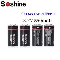 Soshine CR123A 16340 3.2V 550mah CR123 LiFePO4 rechargeable battery for LED Flashlight Headlamp