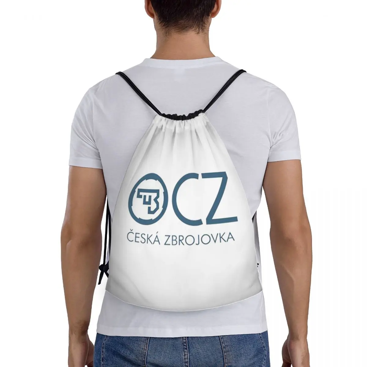 

White CZ Guns Logo Backpacks Multi-function Drawstring Bags Shoes Bag Book Bags for Travel Students