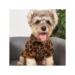 Puppy Pullover Dogs Pet Sweater Winter Leopard Print French Bulldog Winter Warm Sweater Pet Apparel Dog Clothing