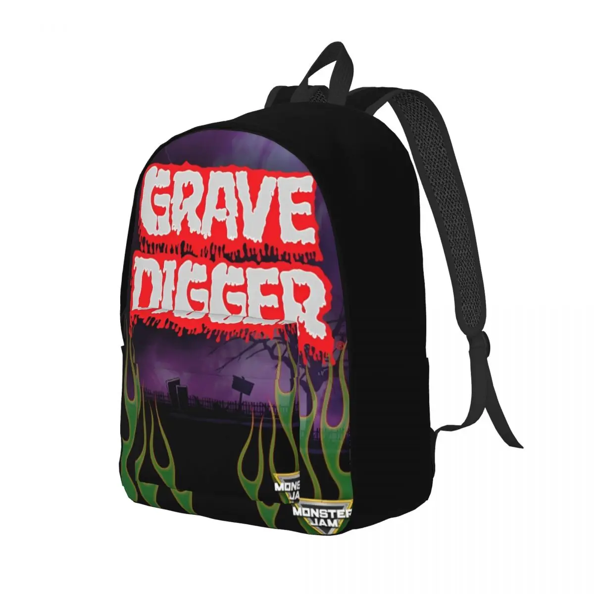 Monster Jam Grave Digger Truck Backpack with Pocket High School Hiking Travel Daypack for Men Women College Shoulder Bag