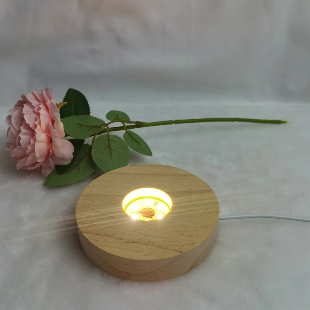 LED-Licht basis 3d Nachtlicht basis runde hölzerne Leucht basis für Kristallglas harz kunst geeignet für Büro Schlafzimmer Dekor