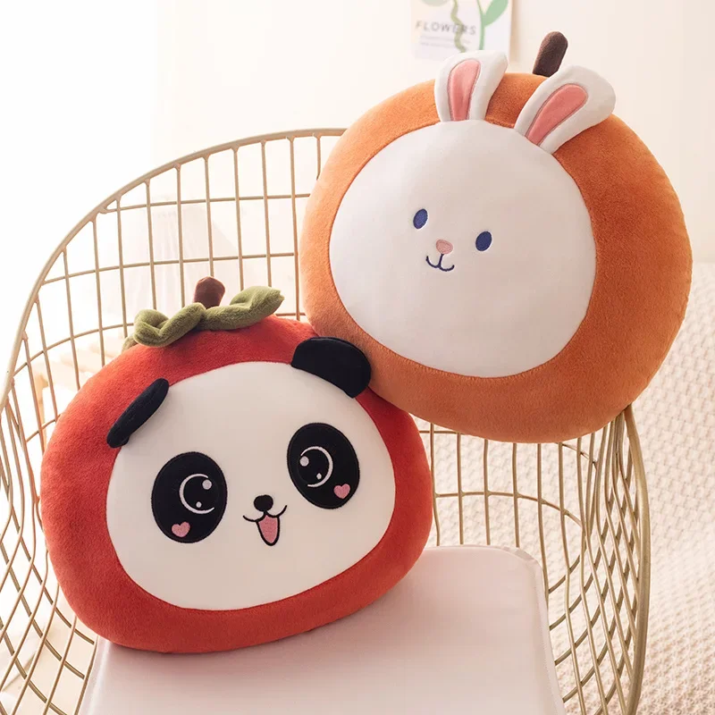 35cm Squishy Fruit Shape Cosplay Cartoon Animal Plush Toy Strawberry Carrot Persimmon Pig Panda Rabbit Combined Plushie Kid Gift