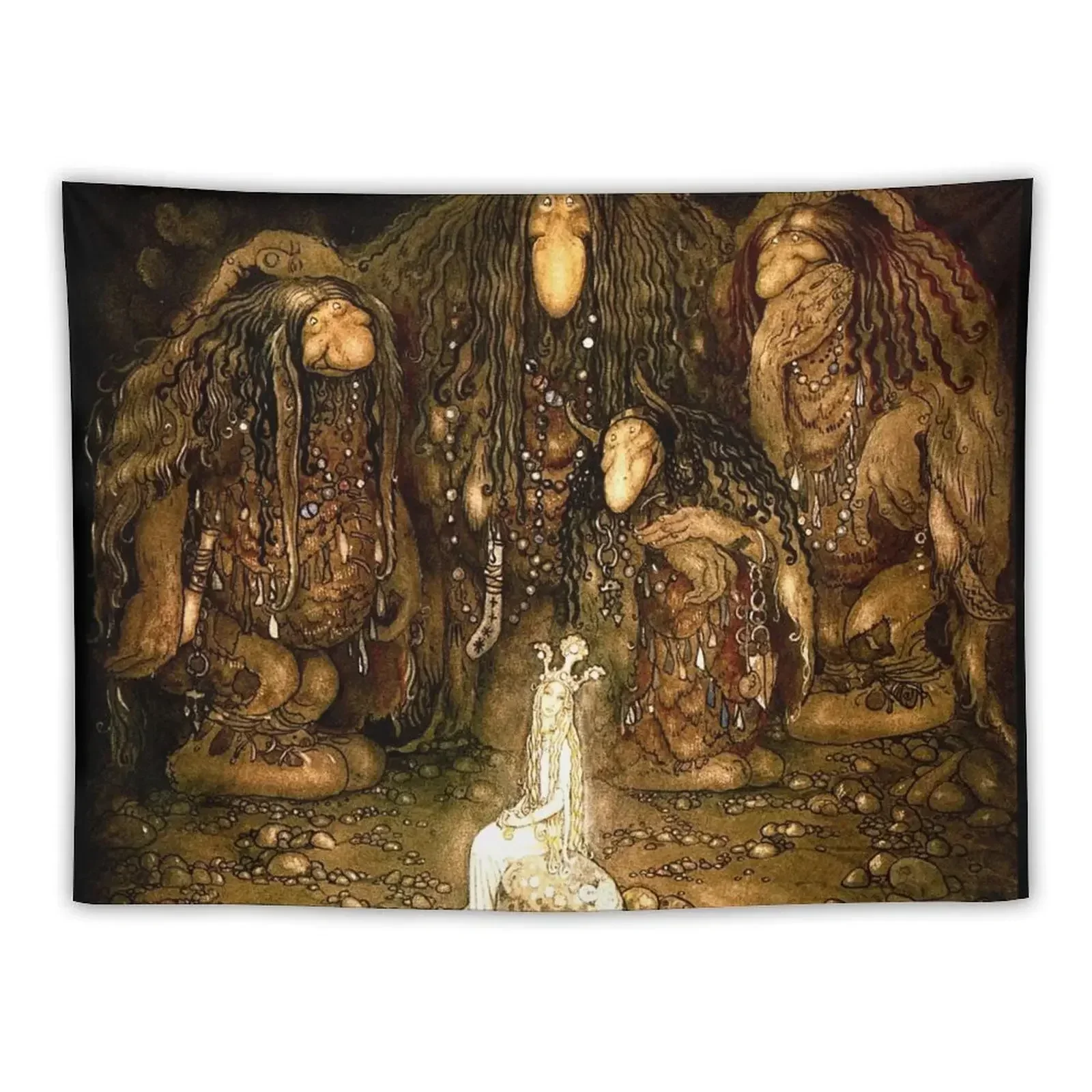 Princess in Troll cave - John Bauer Tapestry Aesthetic Decoration Aesthetic Room Decor Korean Tapestry